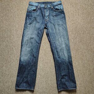 GUESS Jeans Men Straight Leg 32x32 Blue Cotton Premium Denim Button Fly